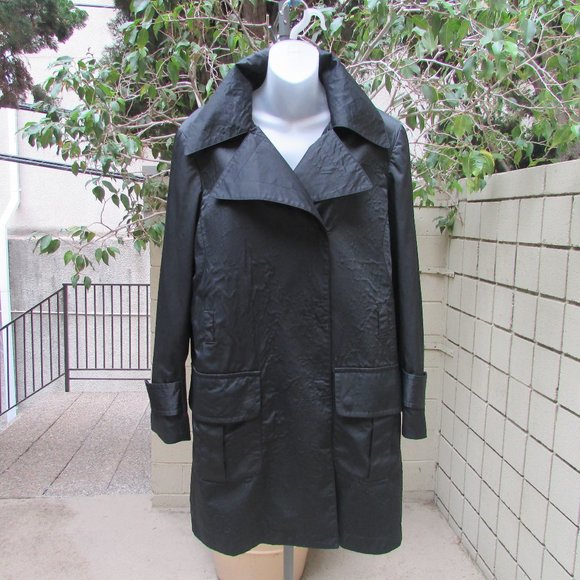 Juliana Collezione black contrast cotton blend coat M